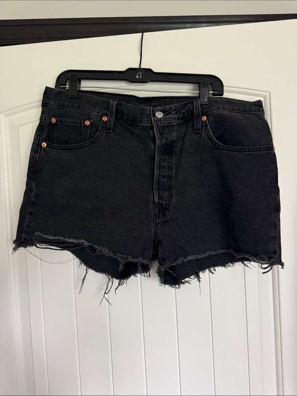 Levi's Black Distressed Denim Cutoff Shorts